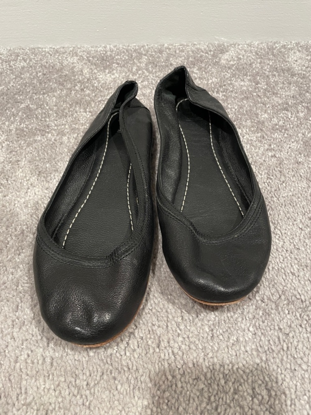 Frye Black Leather Ballet Flats